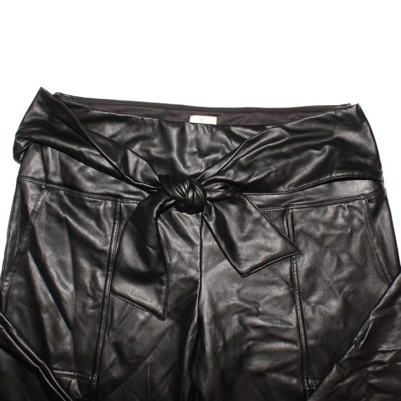Joie Pants Sz M Womens Faux Leather High Rise Belted Waist Ankle Tummy Control - Picture 4 of 7